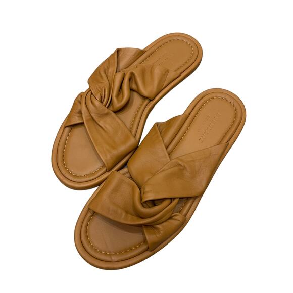 EVERLANE The Day Twist Sandal Desert Tan Leather Slip On Flat Heel Size 7.5 NEW - Picture 5 of 8